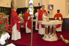 Mgr Chris Lightbound, Fr Denis Marmion, &quot;Deacon-to-be&quot; Mike Topping, Canon Michael Gannon (presiding), Fr Ravi Bosco